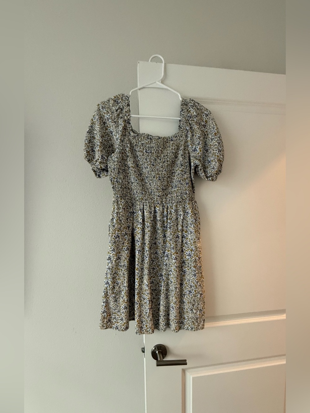 Universal Thread Floral Puff-Sleeve Dress in Blue, Yellow, Cream - Picture 2 of 7